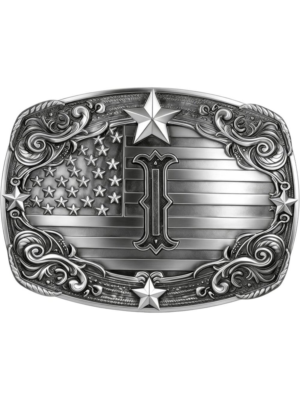 Men I Vintage Western Buckle Initial Letter Cowboy Belt